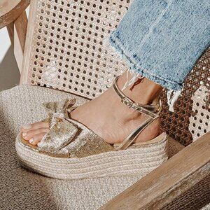 Lulus Rayanna Rose Gold Espadrille Platform Sandals - Size 7
